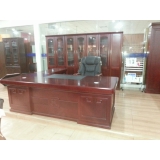 2.4米班台+牛皮班椅