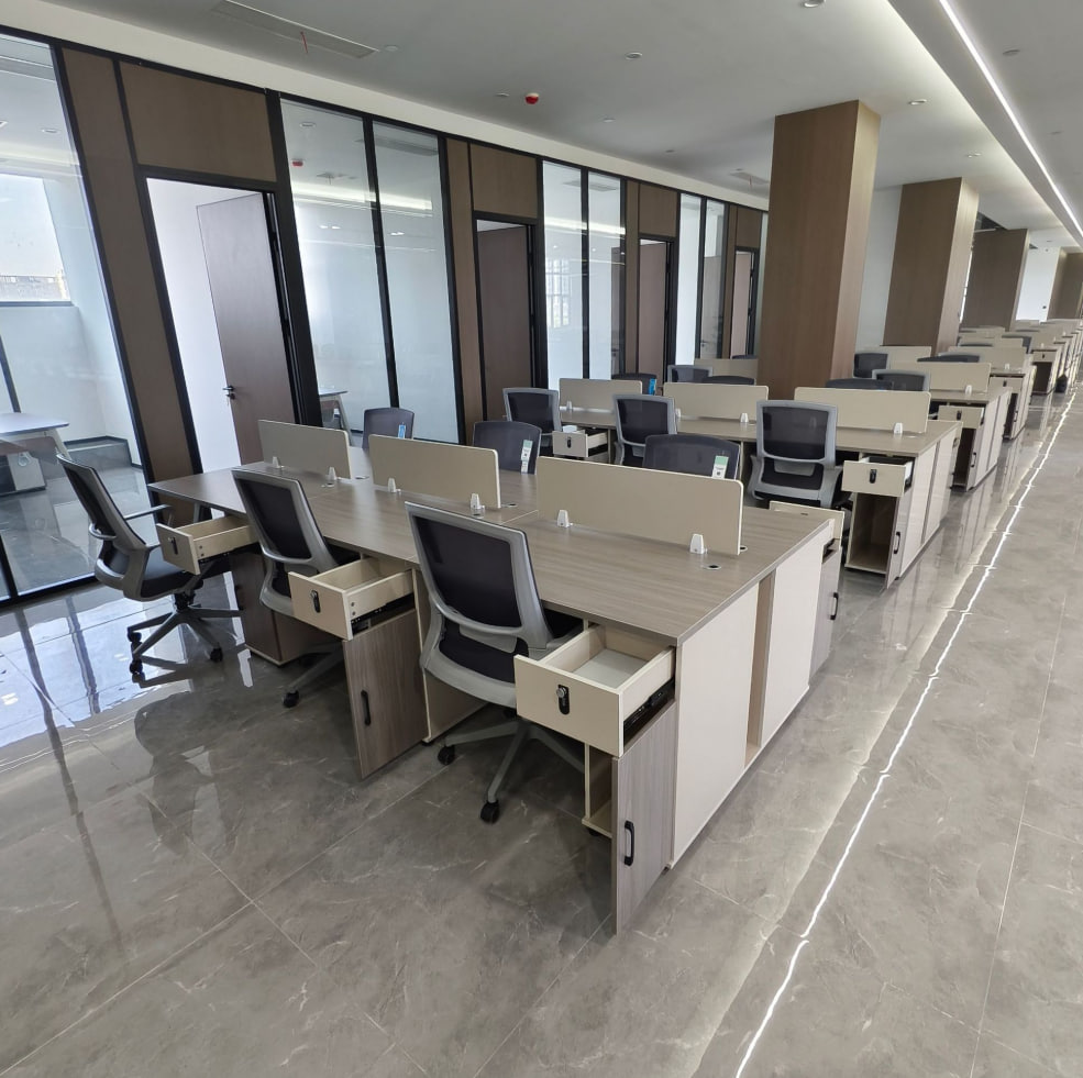 职员办公桌简约现代轻奢高级办公室面对面六人员工位办公桌组合