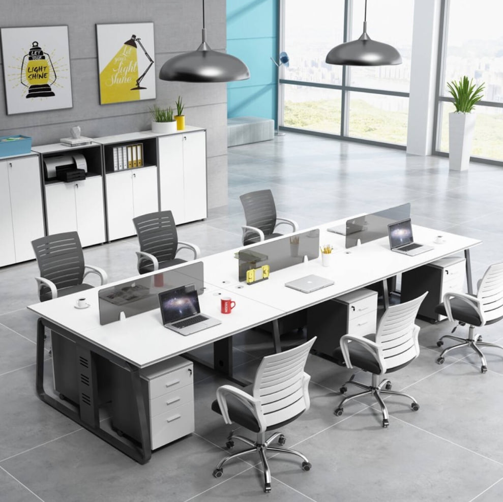 简约现代8人办公桌职员电脑桌椅