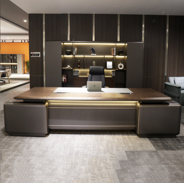 迪欧新款简约现代大气办公室总裁桌组合商务经理办公家具总裁桌