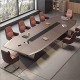 轻奢现代简约高档烤漆会议桌长条桌大型会议培训洽谈办公桌椅组合